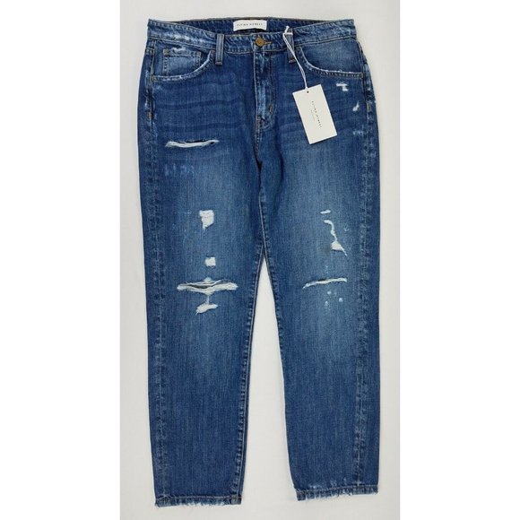 Flying Monkey Denim - Flying Monkey Black Label Straight Leg Distressed Blue Jeans Size 27x26 NEW B59